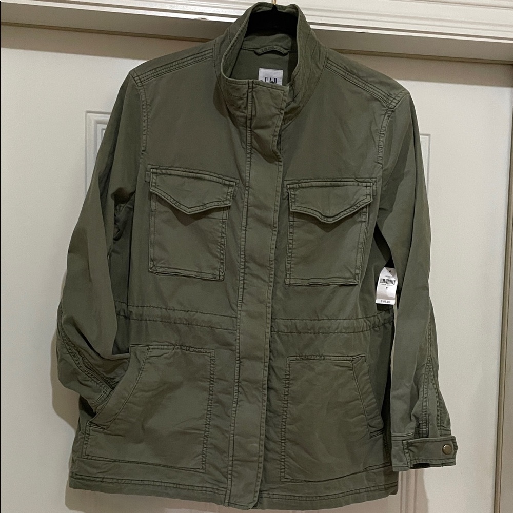 GAP Woman’s Olive Green Utility Jacket NWT M Drawstring for Cinched Waist